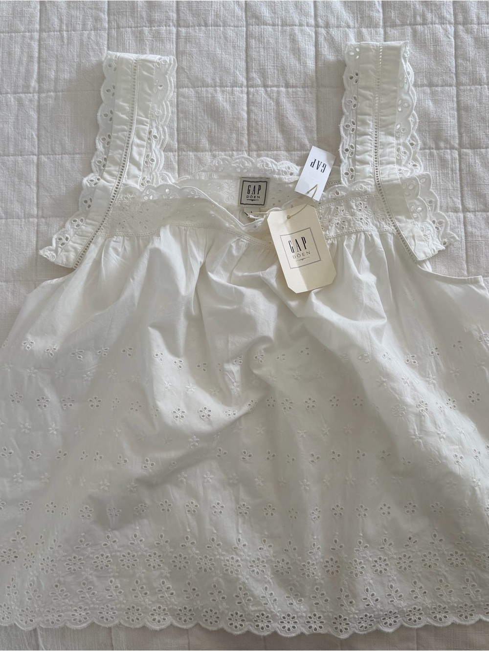 GAP x DOEN White Eyelet Cotton Tank